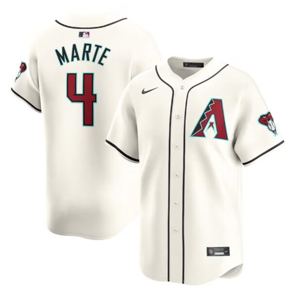 Men's Arizona Diamondbacks #4 Ketel Marte 2023/24 Cream Cool Base Stitched Baseball Jersey